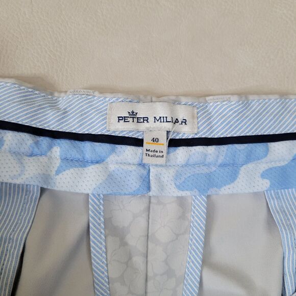 Men's Peter Millar Gray Floral Pattern Stretch Flat Front Chino Golf Shorts 40 - Picture 3 of 11
